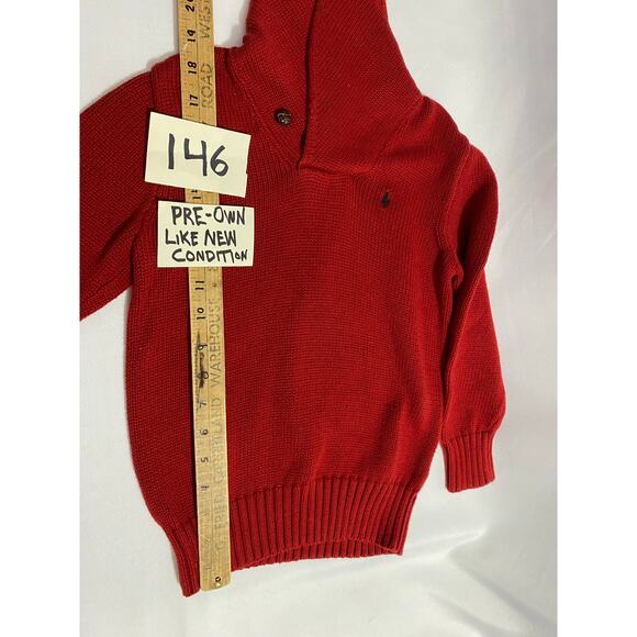 Polo Ralph Lauren Kids Red Scoop Neck Sweater Size 7 100% Cotton - Picture 2 of 9